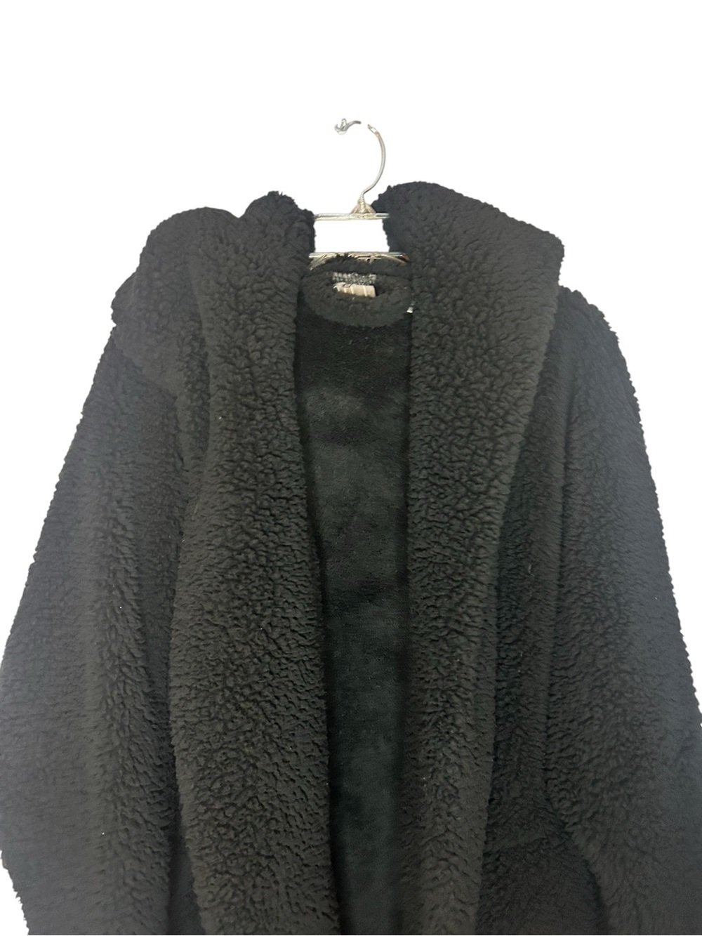 G.I.L.I. Black Sherpa Teddy Cardigan Coat Size M/L Cozy Open Front Jacket